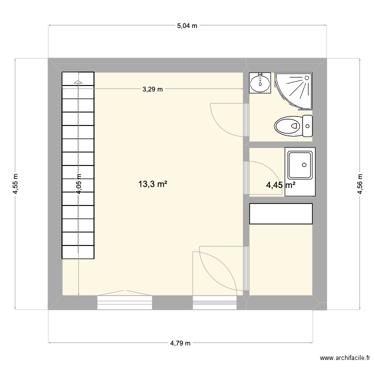 Bureau Boun. Plan de 2 pièces et 18 m2