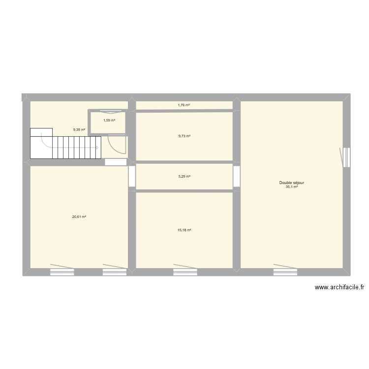 Etage. Plan de 8 pièces et 101 m2