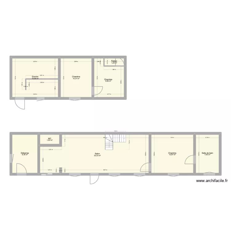 appart. Plan de 9 pièces et 100 m²