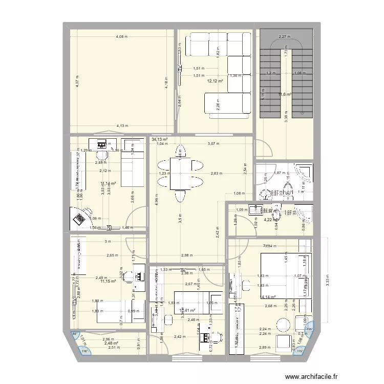 Saber_2. Plan de 9  et 111 m²