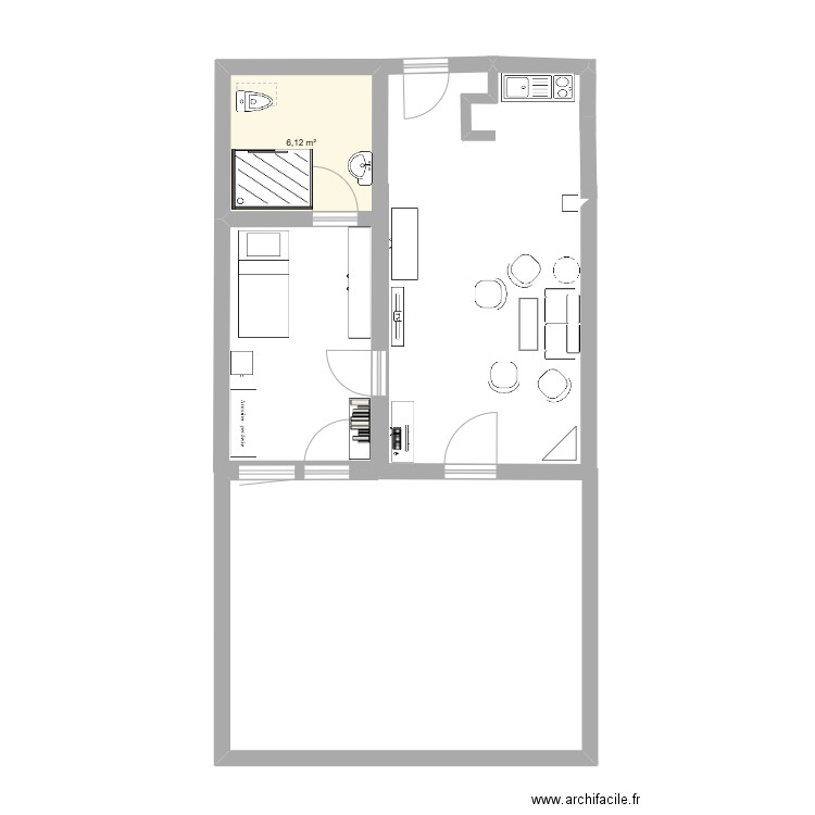 Trianon. Plan de 1 pièce et 6 m2