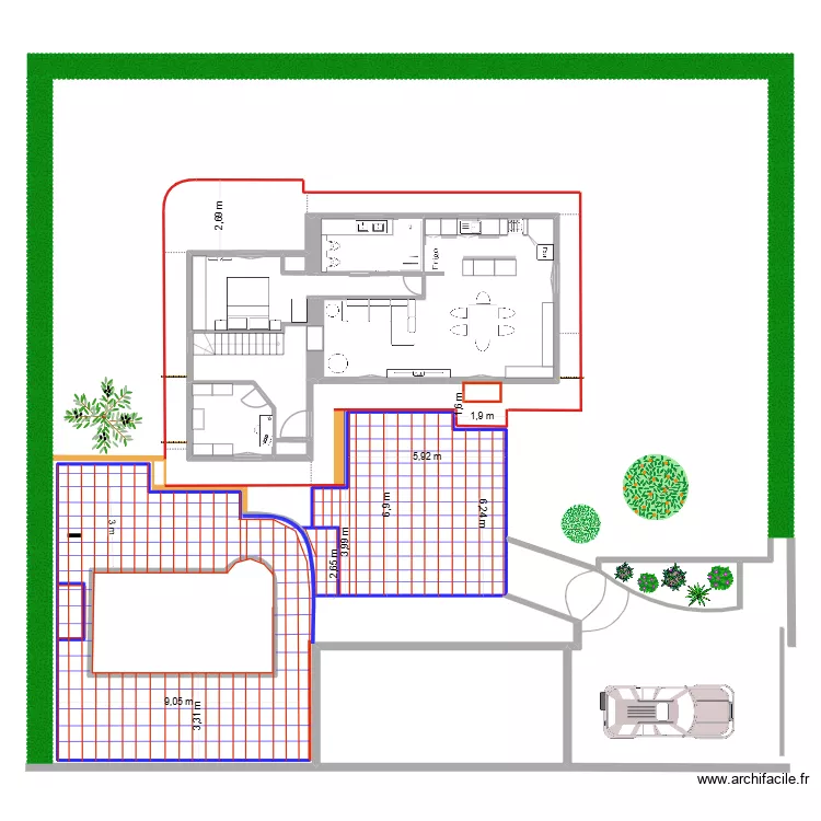 Plaisance 5.1 ext terrasse. Plan de 10  et 151 m²