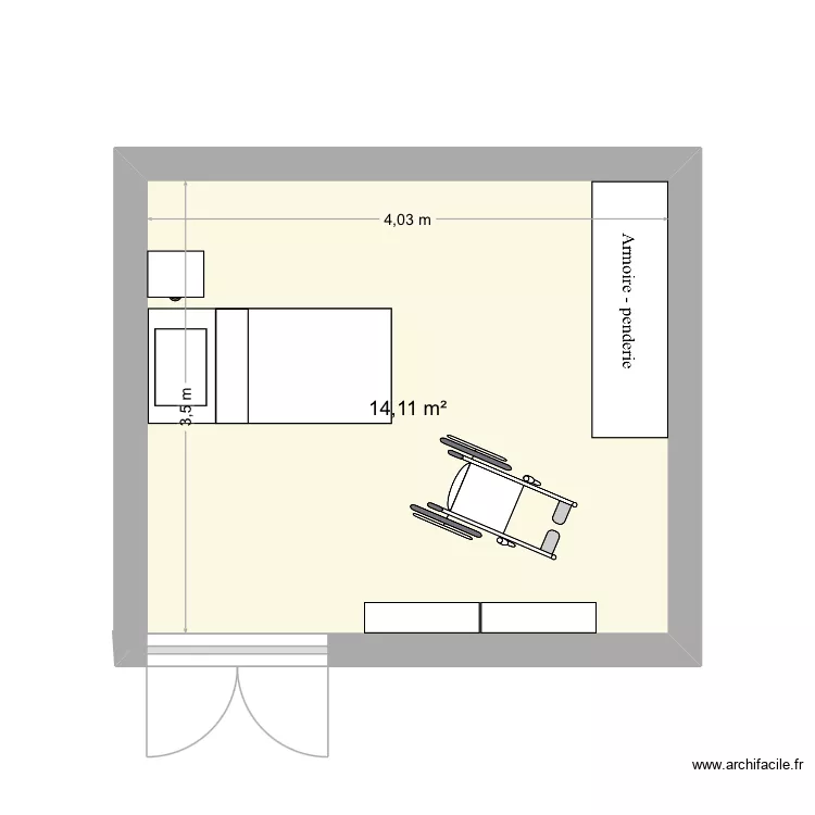 Chlo&eacute;. Plan de 1  et 14 m²