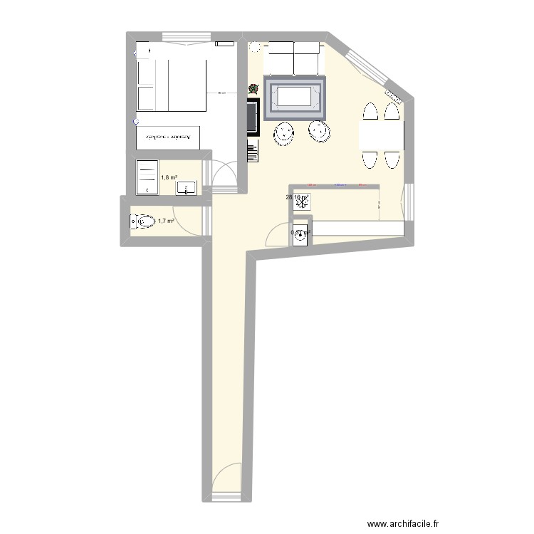 Plan MG Patin. Plan de 4 pièces et 33 m2