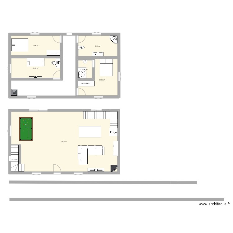 Giaco. Plan de 7 pièces et 125 m2