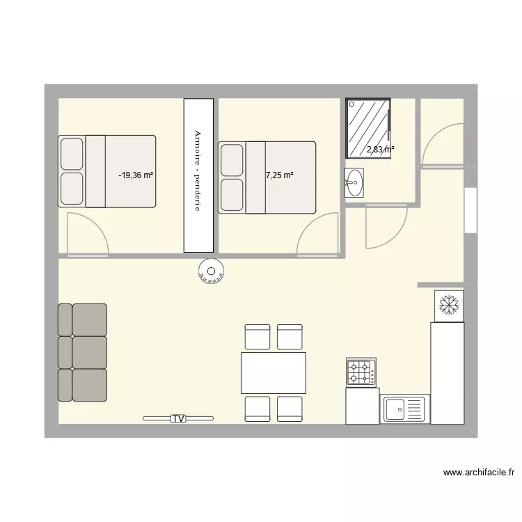 Maison 50m2 raf. Plan de 3 Pièces et 19 m² Maison 50m2 raf. Plan de 3 Pièces et 19 m²