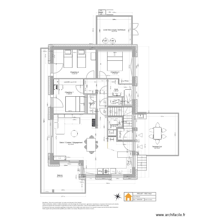 Viuz - RDC Haut - Projet v3 bis. Plan de 13 pièces et 152 m2