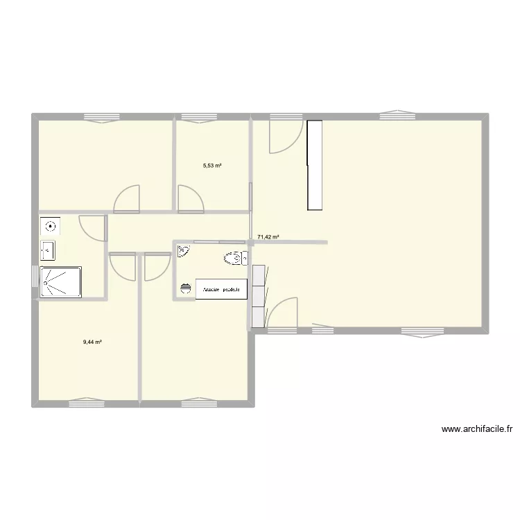 Plan Retavon 2. Plan de 3 pièces et 86 m²