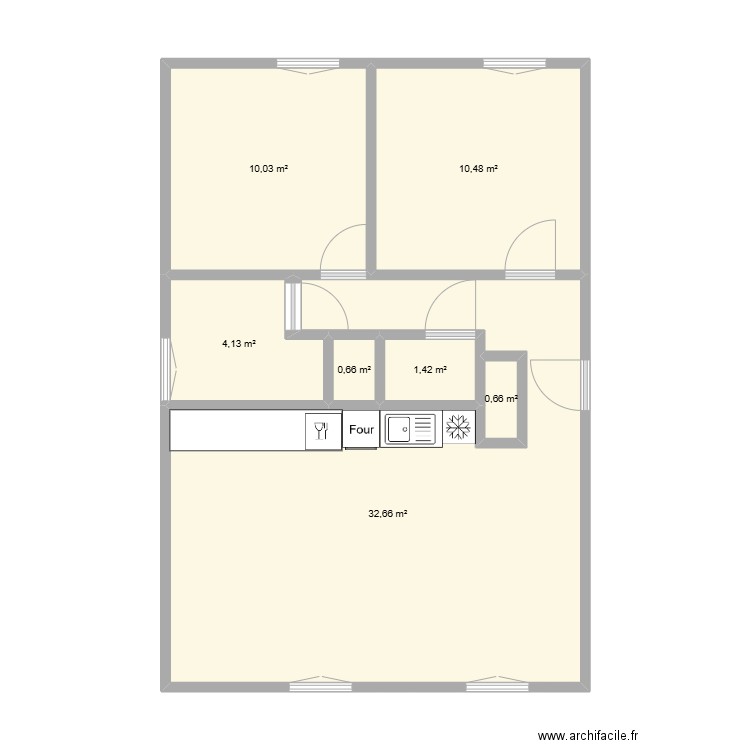 Appart vaul. Plan de 7 pièces et 60 m2