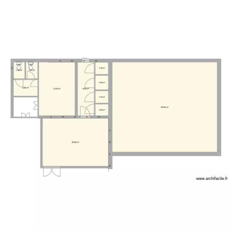 archer_serve. Plan de 11  et 118 m²