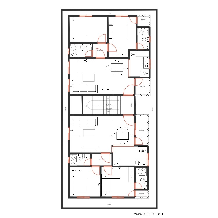 ganvala r+1 r1 amé. Plan de 21 pièces et 323 m2