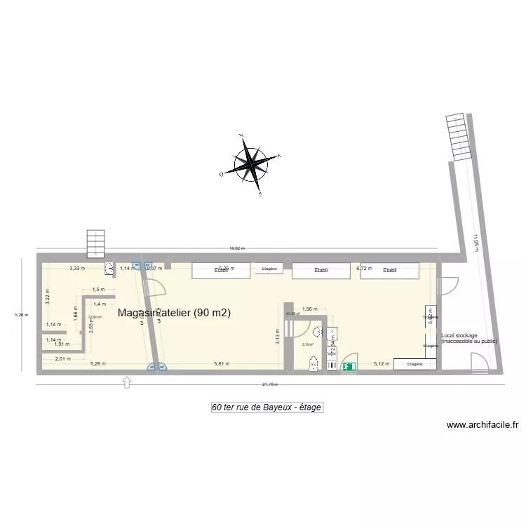 RoCa PH &eacute;tage. Plan de 3  et 88 m²