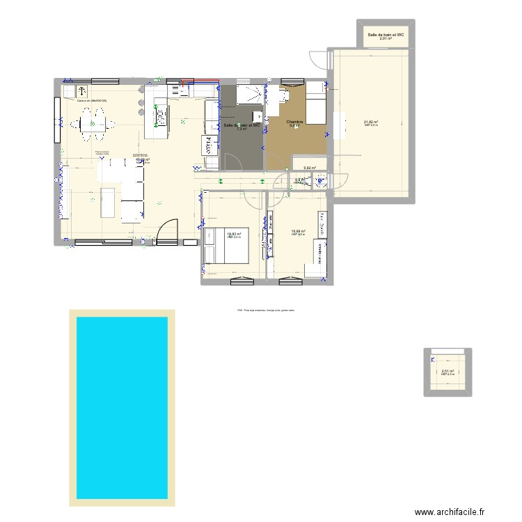 Puget-Ville Avec cuisine V3. Plan de 14 pièces et 116 m2