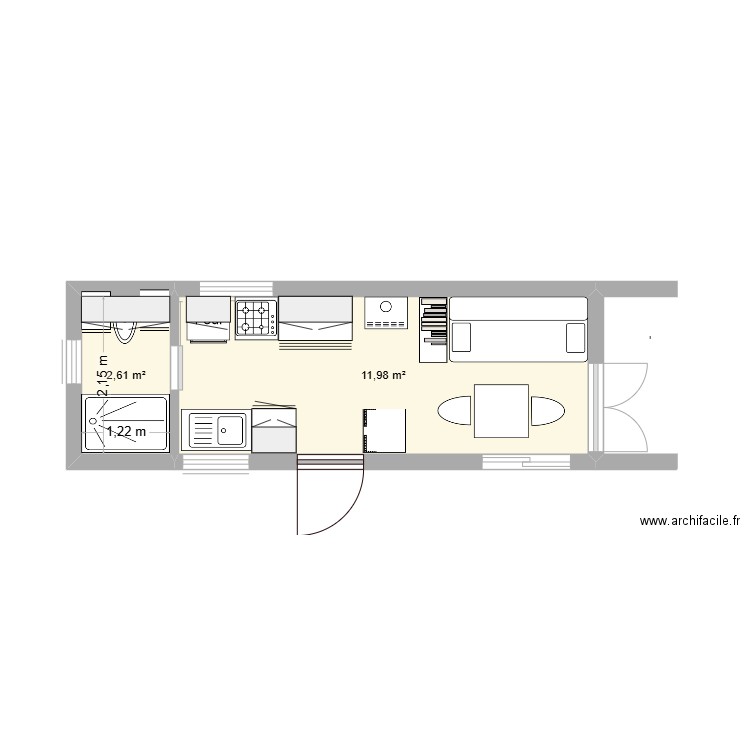 ma tiny. Plan de 2 pièces et 15 m2