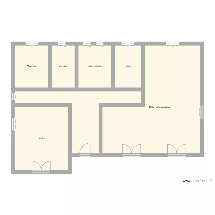 MONTAGUT RDC &eacute;tat initial. Plan de 7  et 112 m²