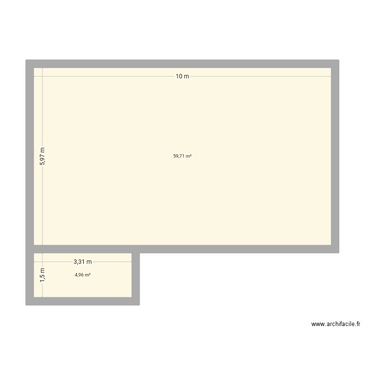 Lolo. Plan de 2 pièces et 65 m2