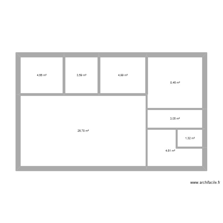 plan al. Plan de 8 pièces et 57 m2
