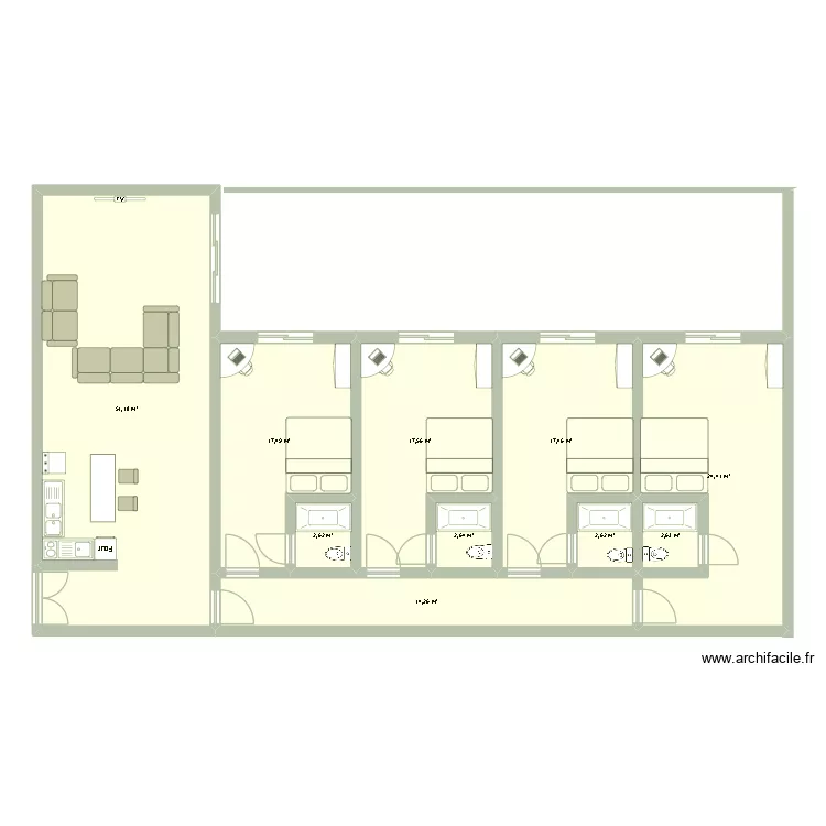 plan moderne. Plan de 10 Pièces et 153 m²