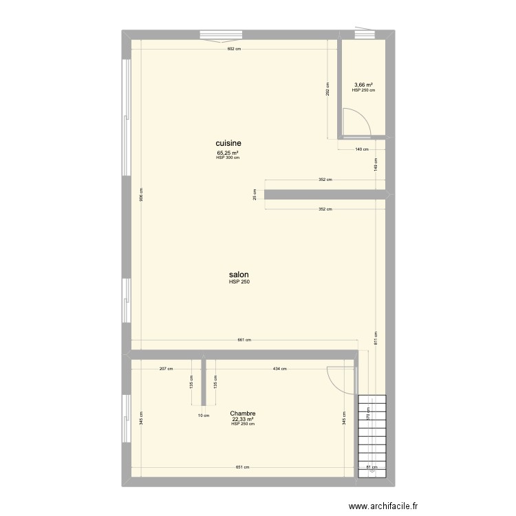 SERVANT Dominique. Plan de 3 pièces et 91 m2