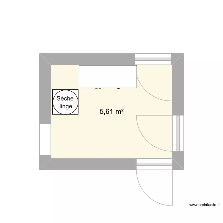 buanderie. Plan de 1  et 6 m²