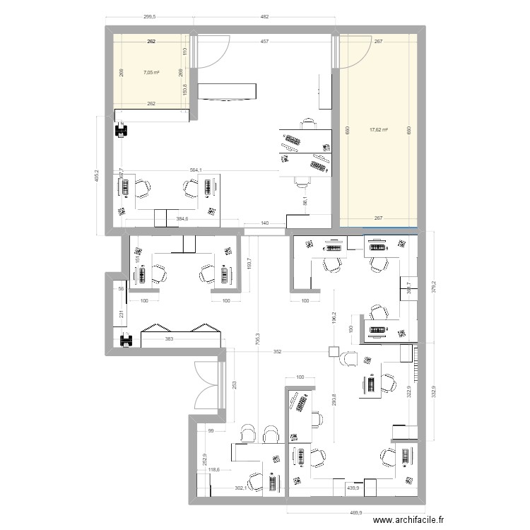 Bureau 2 par 2 comptoir 4. Plan de 0 pièce et 0 m2