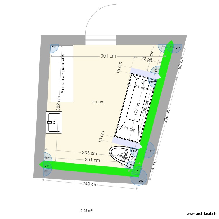 SDB NOVELE APRES 2. Plan de 2 pièces et 8 m2