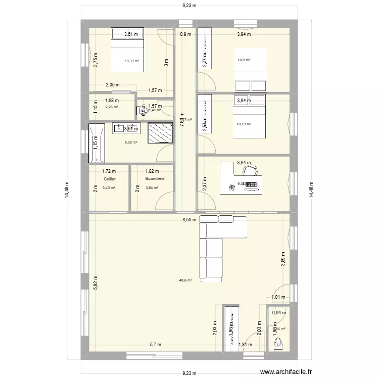 plan 4 chambre. Plan de 