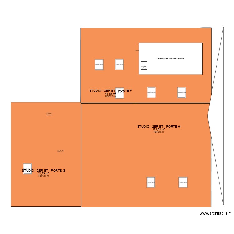 IMMEUBLE 132 - APRES TRAVAUX. Plan de 13 pièces et 599 m2
