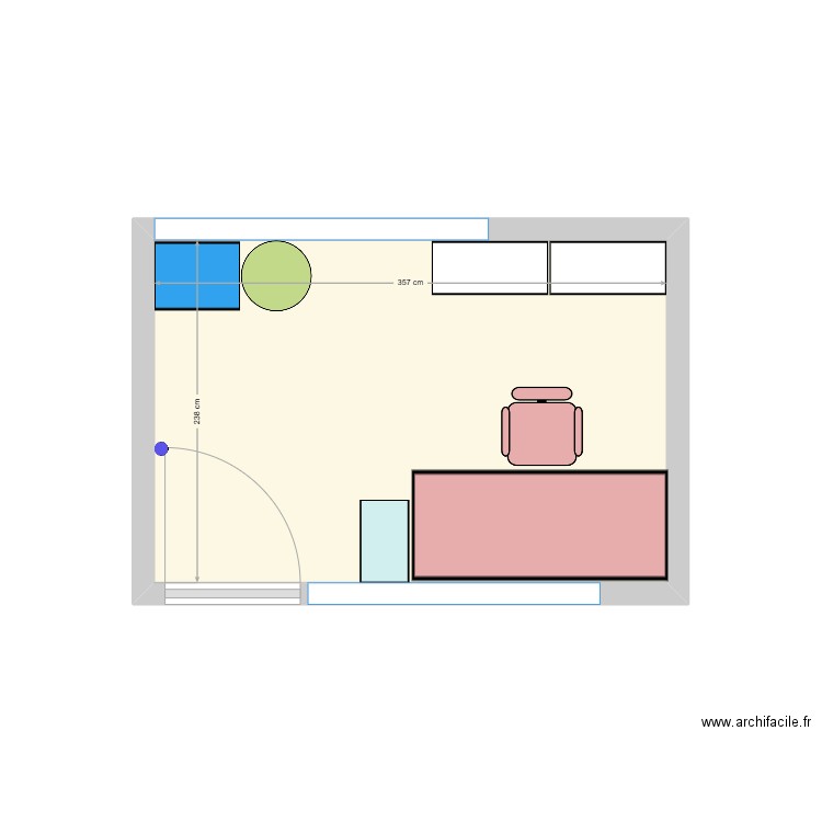 bureau JSN. Plan de 1 pièce et 9 m2