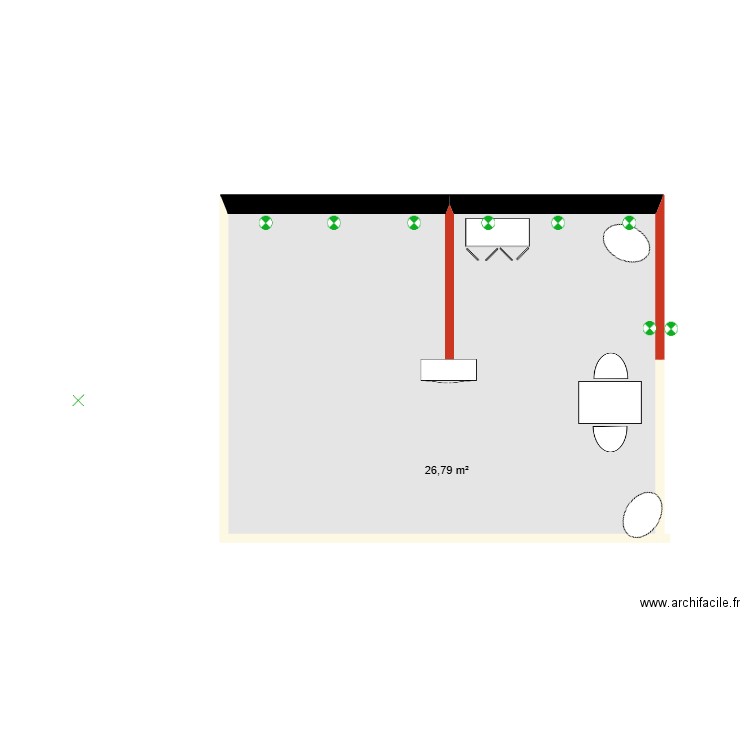 milipole. Plan de 1 pièce et 27 m2