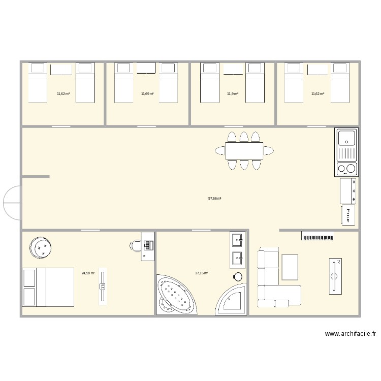 Le chalet a la grosse caroline. Plan de 7 pièces et 187 m2