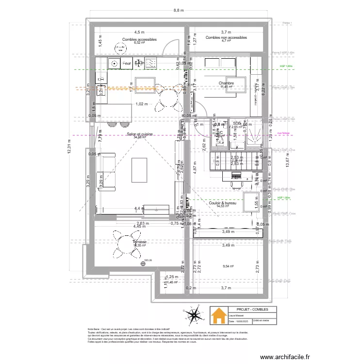 Viuz- Combles - Projet v5. Plan de 16  et 99 m²