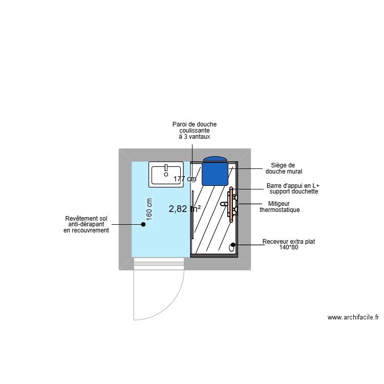 Projet RAMDANI. Plan de 1 pièce et 3 m2