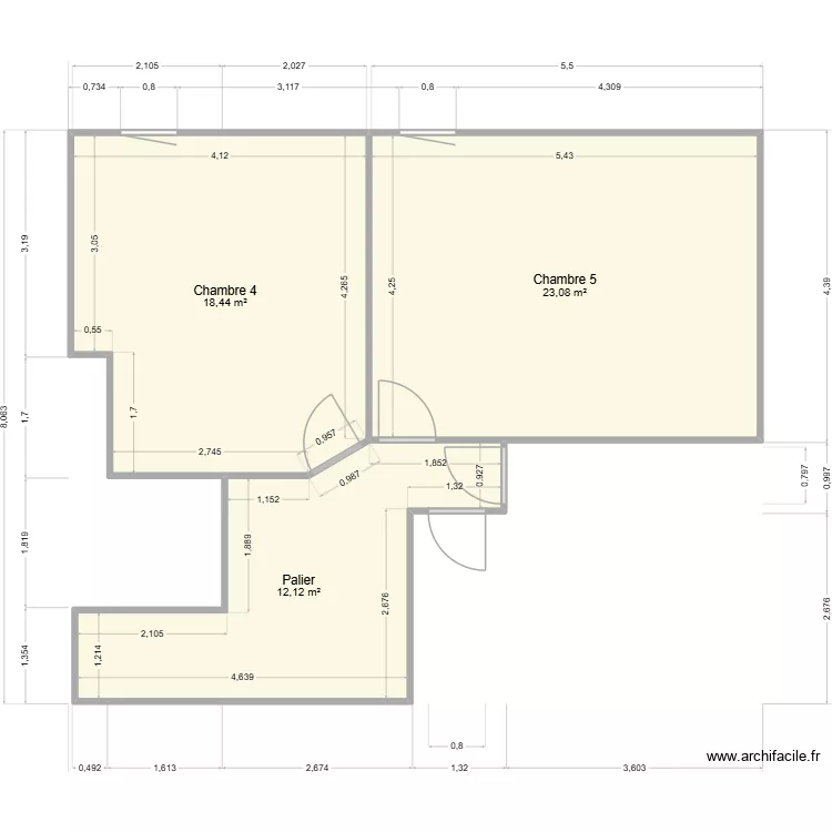 1er étage. Plan de 3 Pièces et 54 m² 1er étage. Plan de 3 Pièces et 54 m²