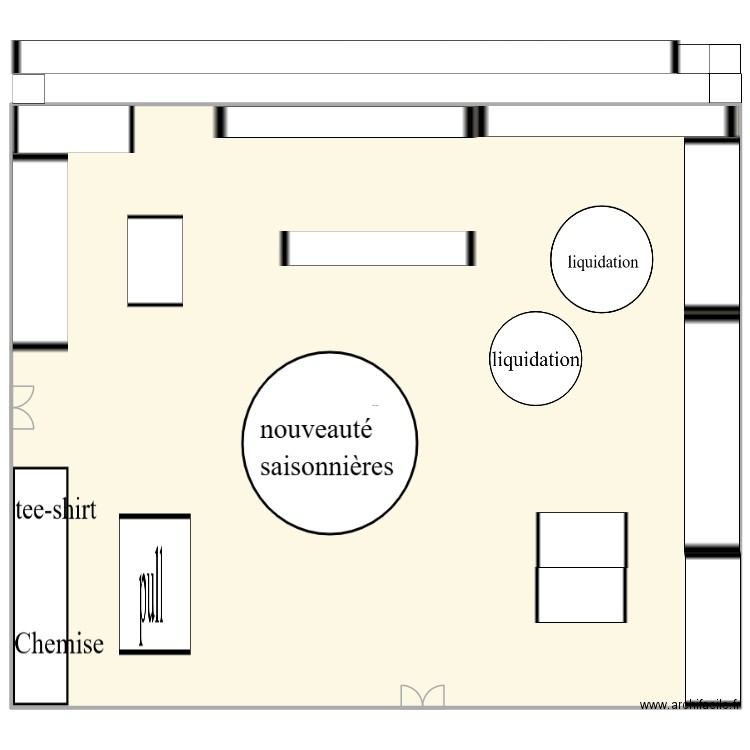 exercice magasin. Plan de 1 pièce et 1688 m2