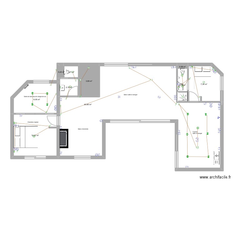 Les citronniers. Plan de 10 pièces et 101 m2