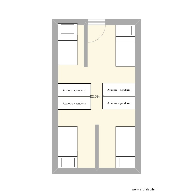 Petite chambre. Plan de 1 pièce et 22 m2