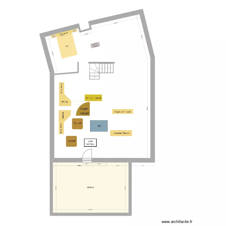 Etage. Plan de 1  et 29 m²