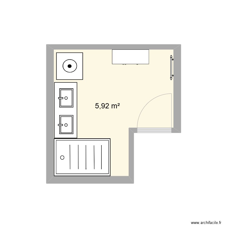 sdb. Plan de 1 pièce et 6 m2
