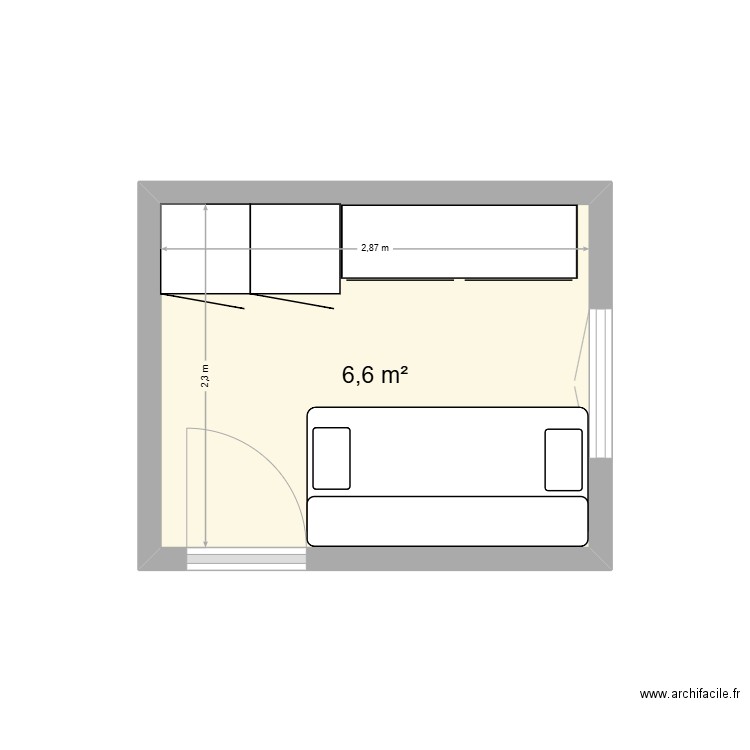 salon cuisine mini studio. Plan de 1 pièce et 7 m2