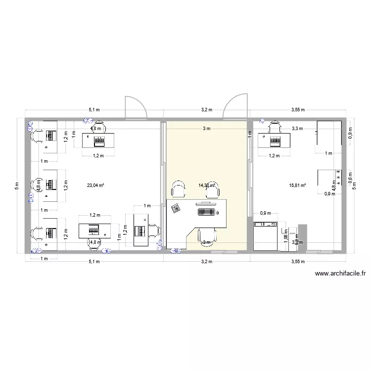 plan info soc. Plan de 3  et 53 m²