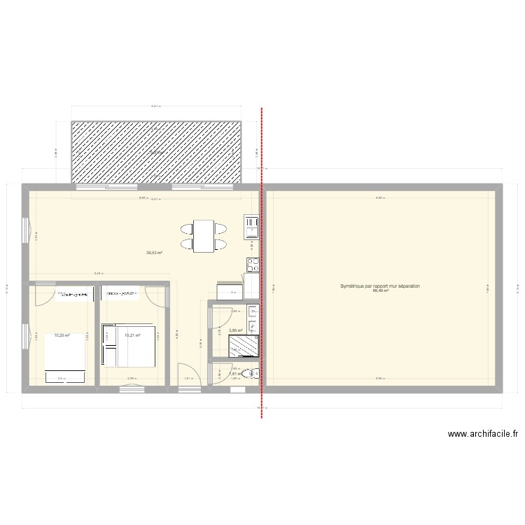 T3 plain pied Labastidette. Plan de 7 pièces et 150 m2