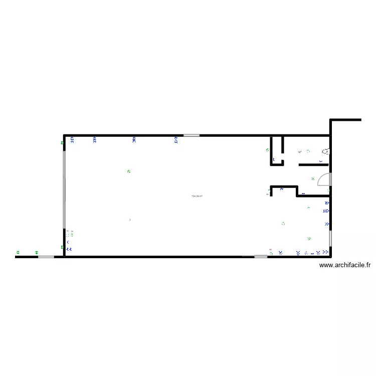 Patrick Philippeville salon. Plan de 1  et 134 m²