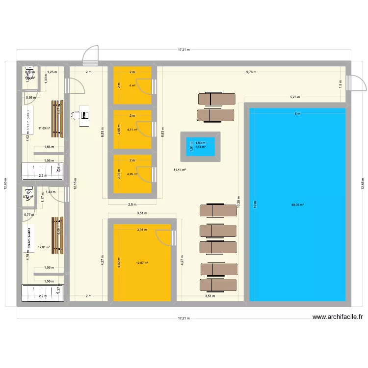 Wellness 4. Plan de 11  et 189 m²