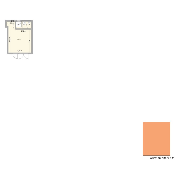 Salle de Bain Landry. Plan de 2 pièces et 21 m2
