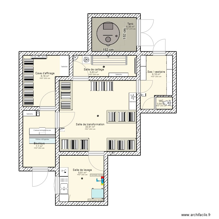 fromagerie anthony. Plan de 8 pièces et 66 m2