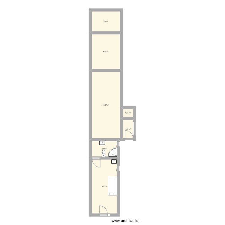 50  Desmoulin. Plan de 7 pièces et 56 m2