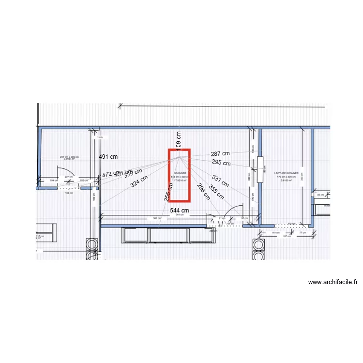 plan c&ocirc;t&eacute; UCVET scanneer. Plan de 