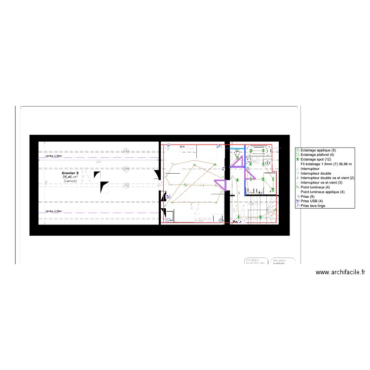 Montévrain aménagement combles électrique. Plan de 0 pièce et 0 m2