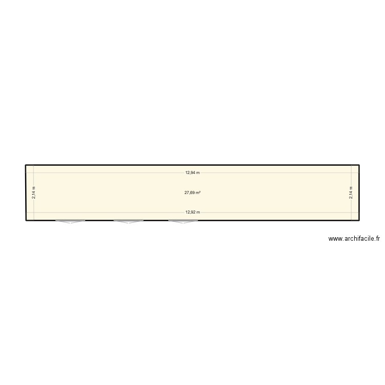 FACADES. Plan de 1 pièce et 28 m2